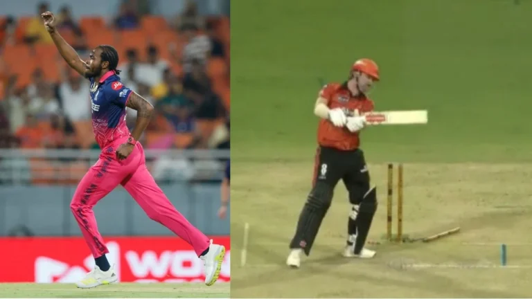 Jofra Archer castles Travis Head in the Eliminator of IPL 2026 – IPL 2026 Eliminator: Jofra Archer Dominates as Rajasthan Royals Stifle Sunrisers